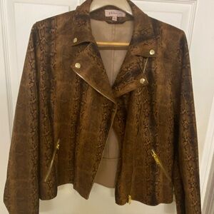 Philosophy Tan Snake Print Leather Jacket